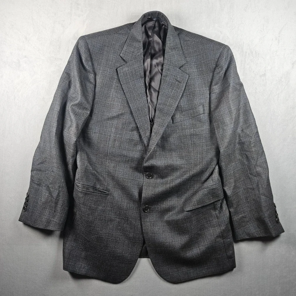 Brooks Brothers Sport Coat Men 42R Grey Blue Glen Plaid 1818 Madison Wool Blazer